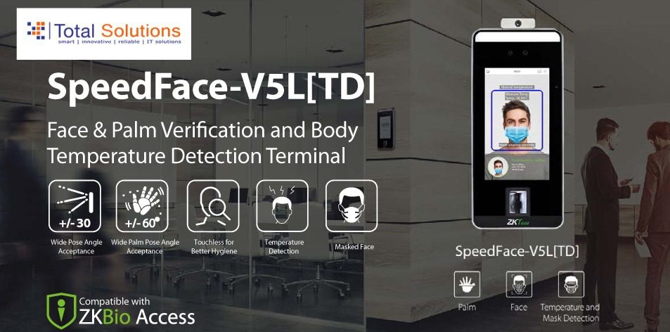 Total Solutions Ltd: SpeedFace-V5L[TD]- Face & Palm Verification and Body Temperature Detection Terminal