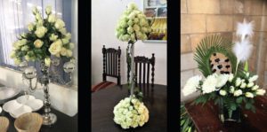 White Floral Centrepieces - By J.K. Florists