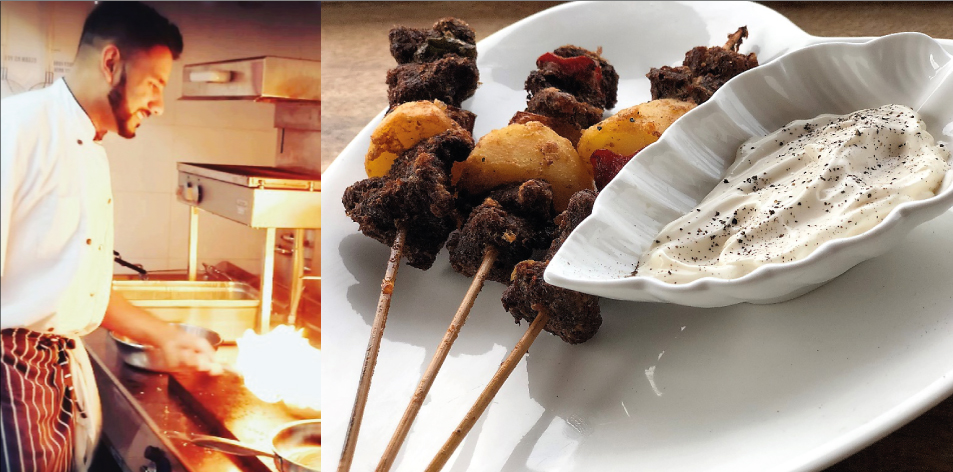 Fried Beef And Potato Skewers With Aioli Sauce By Chef Khan