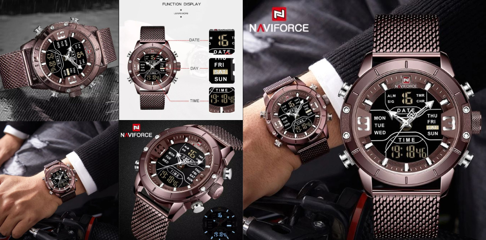 Naviforce- Men's Digital Analogue Stainless Steel Fashion Wrist Watch