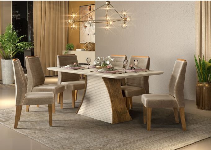 Ravena Off White 6 Seater Dining Table