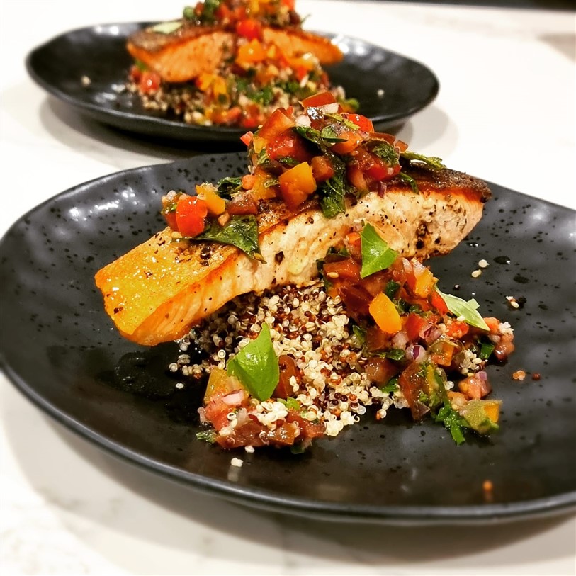 Herbed Salmon & Quinoa Salad by Chef Benard Orora, H&S Chef Of The Month