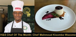 Panna Cotta With Blueberry Purée On A Bed Of Lotus Biscuit Crumb by Chef Mahmoud Kisombe Wazome, H&S Chef Of The Month